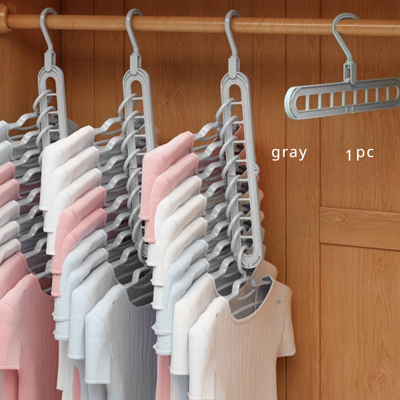 9 perchas de plástico resistentes de 9 orificios - Organizador plegable que ahorra espacio para el armario y el guardarropa, juego duradero para el almacenamiento en el hogar y el dormitorio