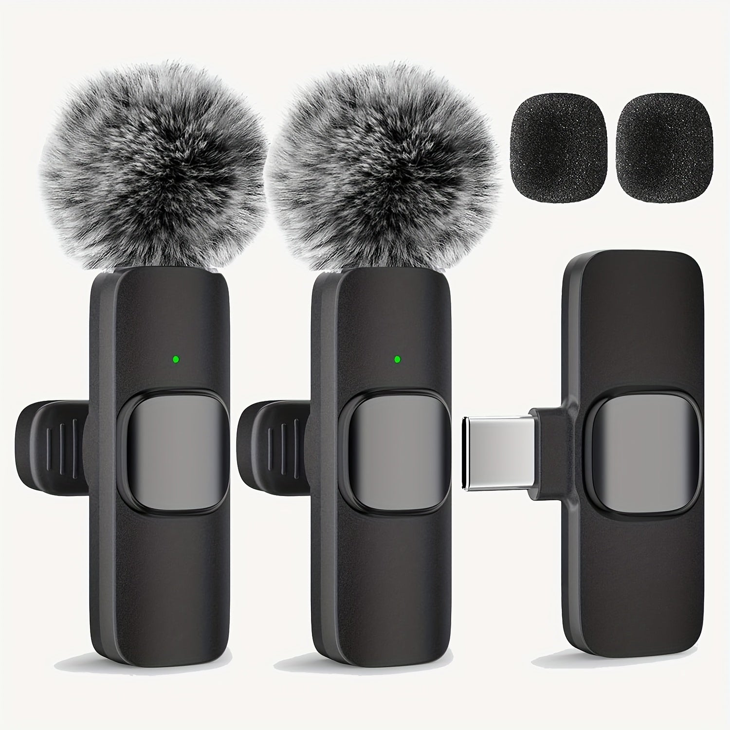 Microfono de Solapa sin varillas con Grabación por Toque Único y USB-C, Batería Recargable para Transmisiones en Vivo, Entrevistas, Vlogs en Smartphone/Portátil/Tableta, Equipo de Vlogging | Diseño Divertido | Micrófono Suave, Microfono sin varillas
