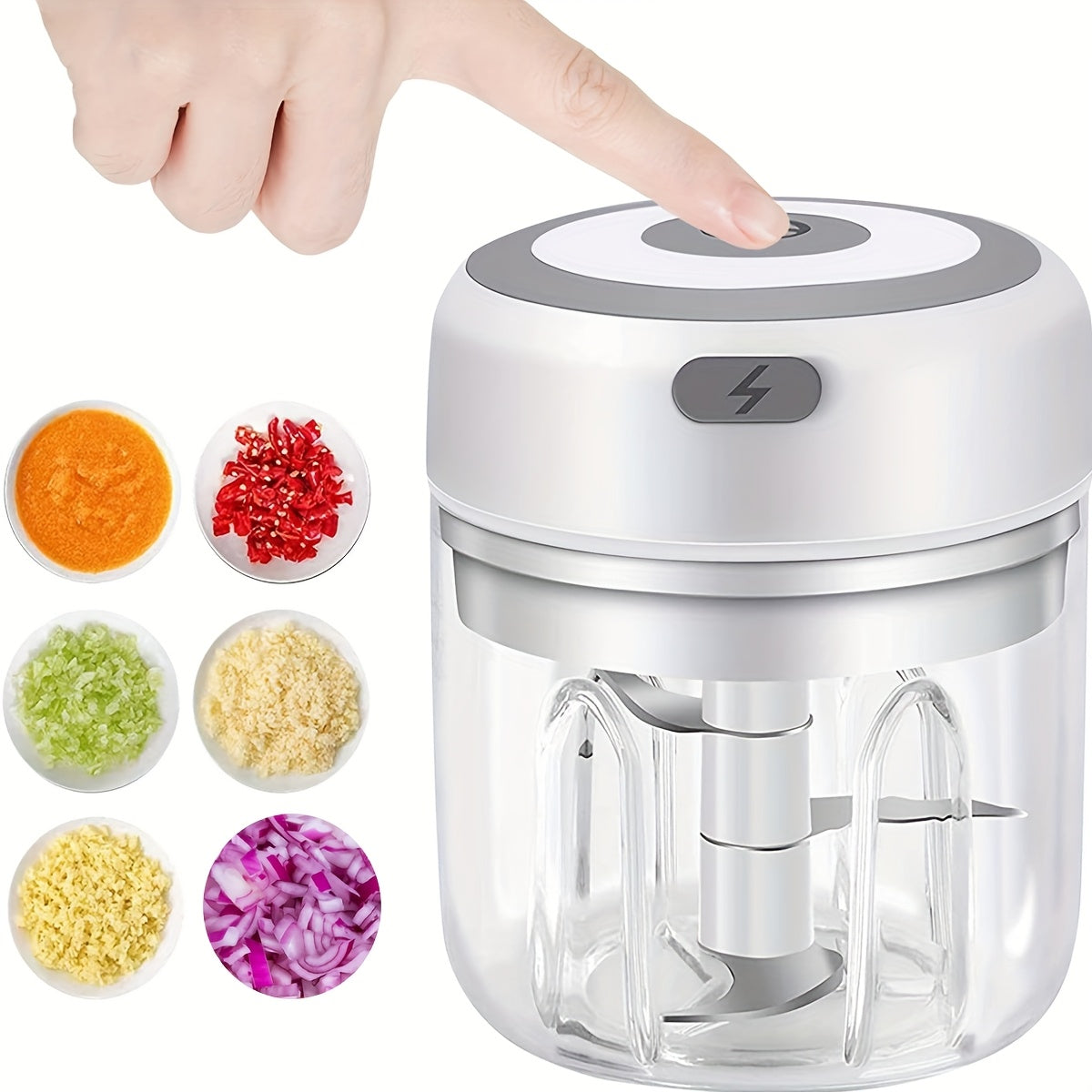 Mini Procesador de Alimentos 250ml, Picadora de Carne, Pequeño Procesador de Alimentos con 3 Cuchillas de Acero Inoxidable, Cortador Eléctrico Adecuado para Carne, Verduras y Frutas