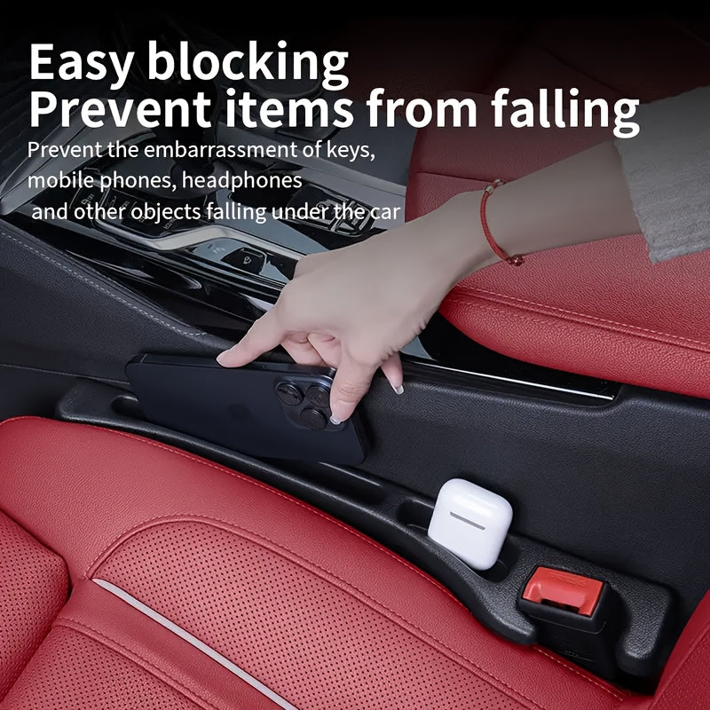 Pack de 2 Rellenos para Espacios del Asiento del Coche - Protectores Anticaída, Diseño Ergonómico en Plástico Duradero, Fácil Instalación para Autos Camiones y SUVs, Organizador de Consola Central y Espacio entre Asientos, Caja de Almacenamiento de Resid