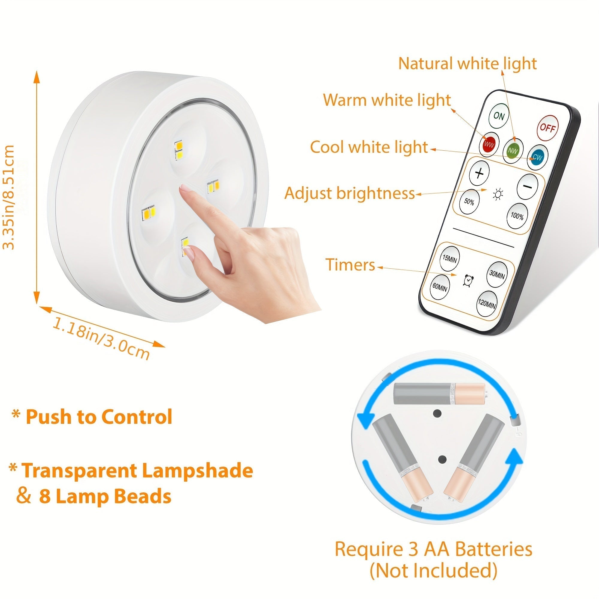 3 unidades de luces de imagen inalámbricas VILSOM LED, con batería y control remoto, regulables y temporizadas, 3 modos de luces de exhibición de arte para retratos y decoración de pared, montaje semibrillo, ajustable, acabado pulido, plástico, alimentad