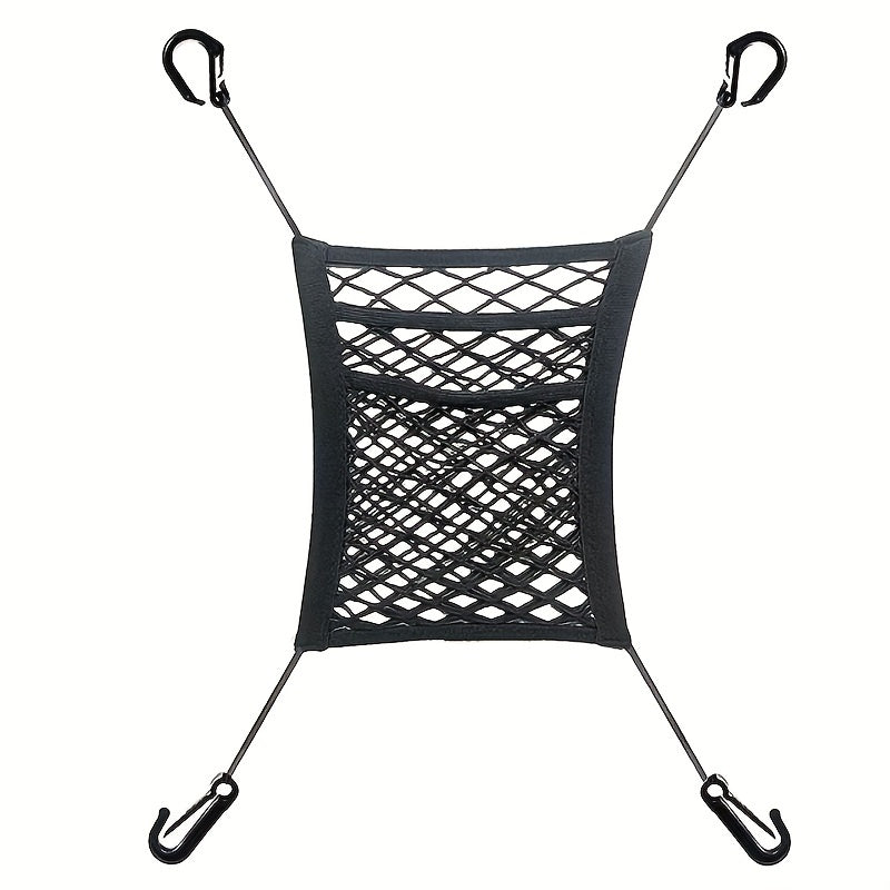 Bolsillo de red universal para automóvil entre asientos, organizador de malla para automóvil de 3 capas, bolsa de red de malla elástica para respaldo de asiento de automóvil para ordenar la barrera de red para perros en el asiento trasero