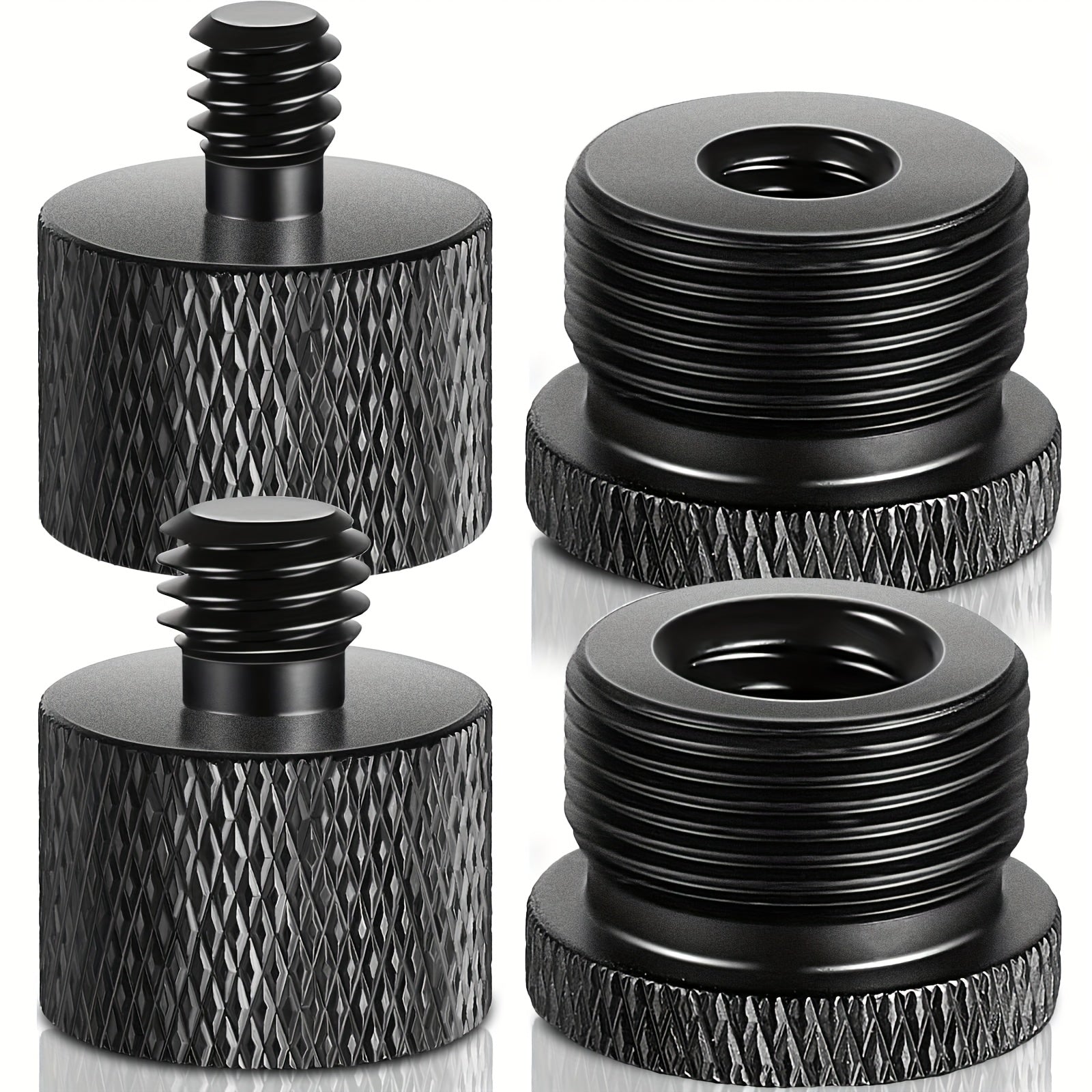 Conectores Roscados para Soportes de Micrófono en - Adaptadores de Tornillo de 4 piezas: Hembra de 5/8" a Macho de 3/8", Hembra de 3/8" a Macho de 5/8", Hembra de 5/8" a Macho de 1/4", Hembra de 1/4" a Macho de 5/8" para Brazos de Micrófono, Trípodes de