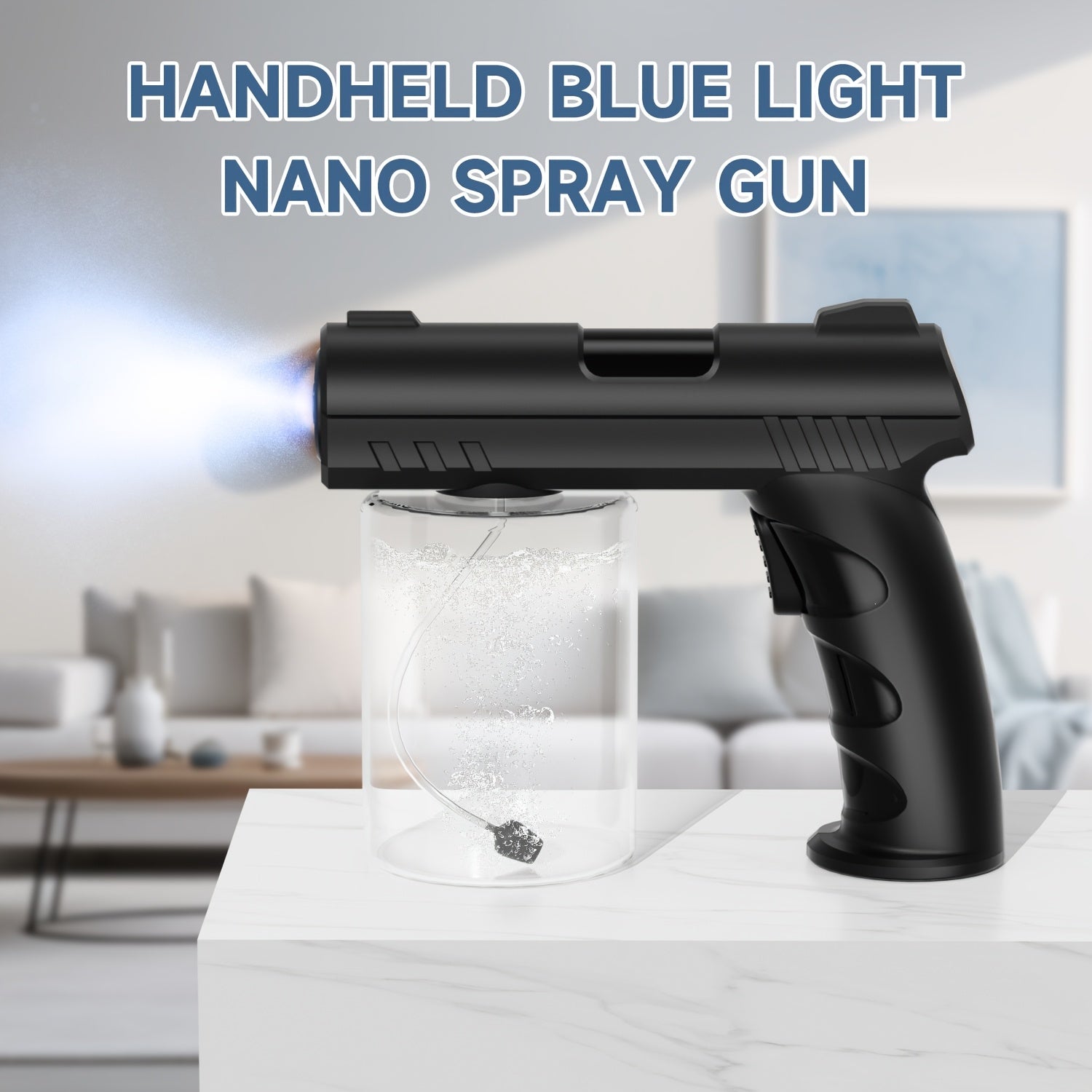 Atomizador Portátil de Luz Azul Nano | Recargable USB 1200mAh | Boquilla Anti-Atasco, Empuñadura Ergonómica para Hogar/Oficina/Jardín y Cuidado de Plantas