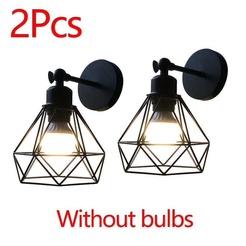 2 piezas de luces de pared ajustables de ángulo vintage rústico negras, base de bombilla E27, montaje semienterrado para sala de estar, escalera, pasillo, dormitorio y cabecera (bombillas no incluidas)