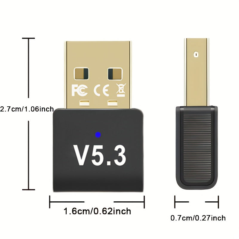 Adaptador sin varillas USB 5.3 - Plug & Play Sin Necesidad de Controladores, Conexión Simultánea para Auriculares/Altavoces/Tabletas/Tarjetas de Teclado/Mouse/Consoles de Juegos/Impresoras/Computadoras/Telefonos, Adaptador Wifi para PC, Diseño Compacto y