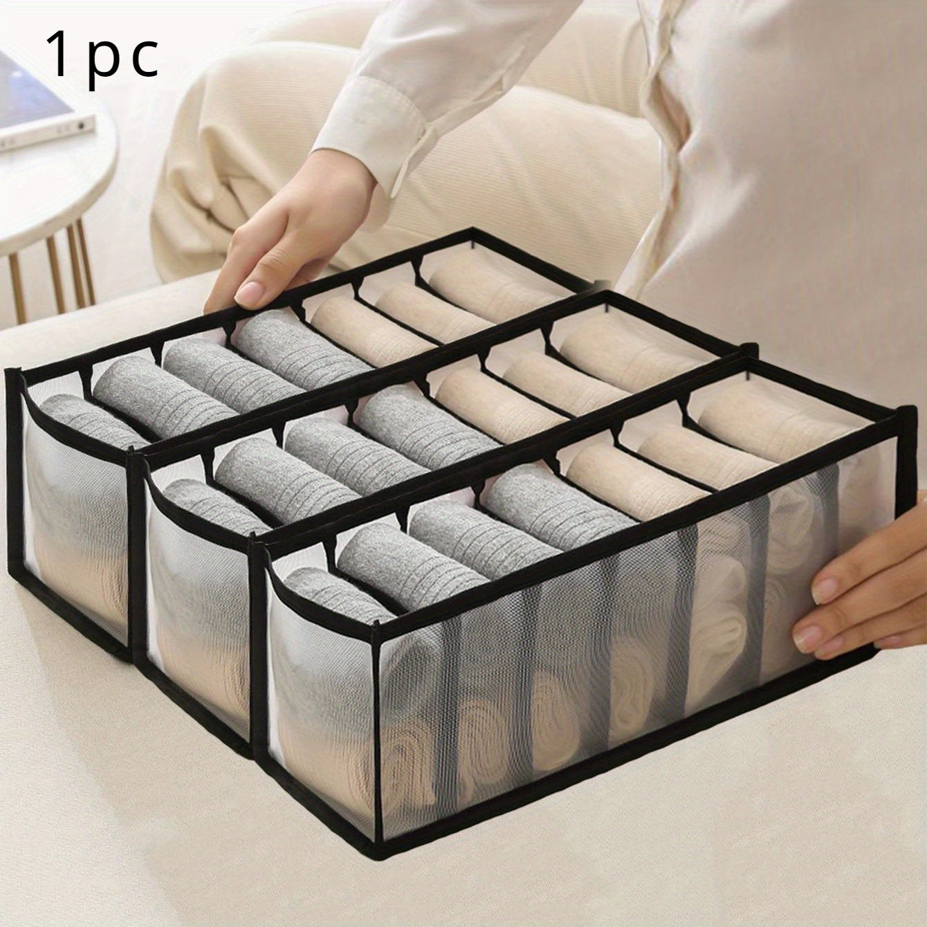 Caja De Almacenamiento De Ropa Interior De 7 Compartimentos, Organizador Multifuncional De Ropa Interior Y Calcetines, Caja De Almacenamiento Para Cajón De Armario, Clasificador De Ropa Interior Y Calcetines, Para El Hogar, Dormitorio O Residencia Univer