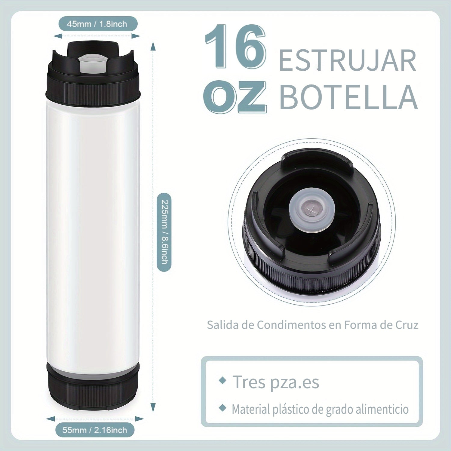3 paquetes de botellas de plástico de 16 oz con punta rellenable, dispensador de válvula grande para salsas, kétchup, crema agria, jarabe autosellante, grado alimenticio, no necesita electricidad, blanco/negro/rojo