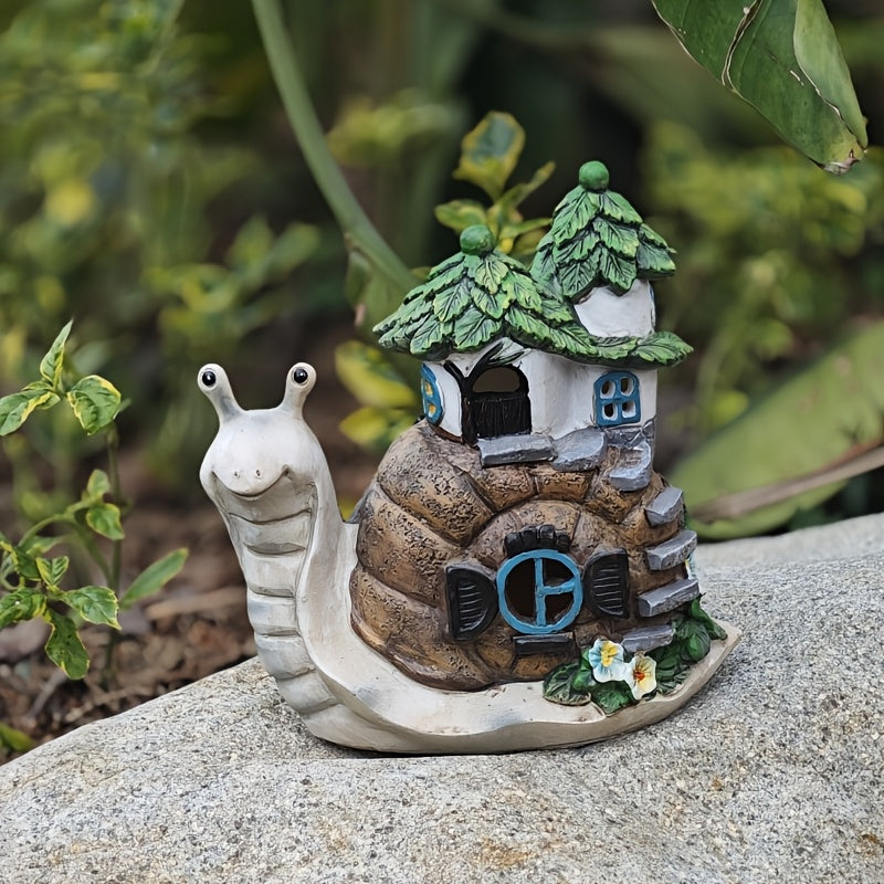 1 lámpara solar para jardín con diseño de caracol y casa en el árbol en resina, decoración LED para exterior, ideal para patio, césped, porche y jardín, regalo perfecto para amantes de la naturaleza, decoración de casas en miniatura, lámpara solar, decor