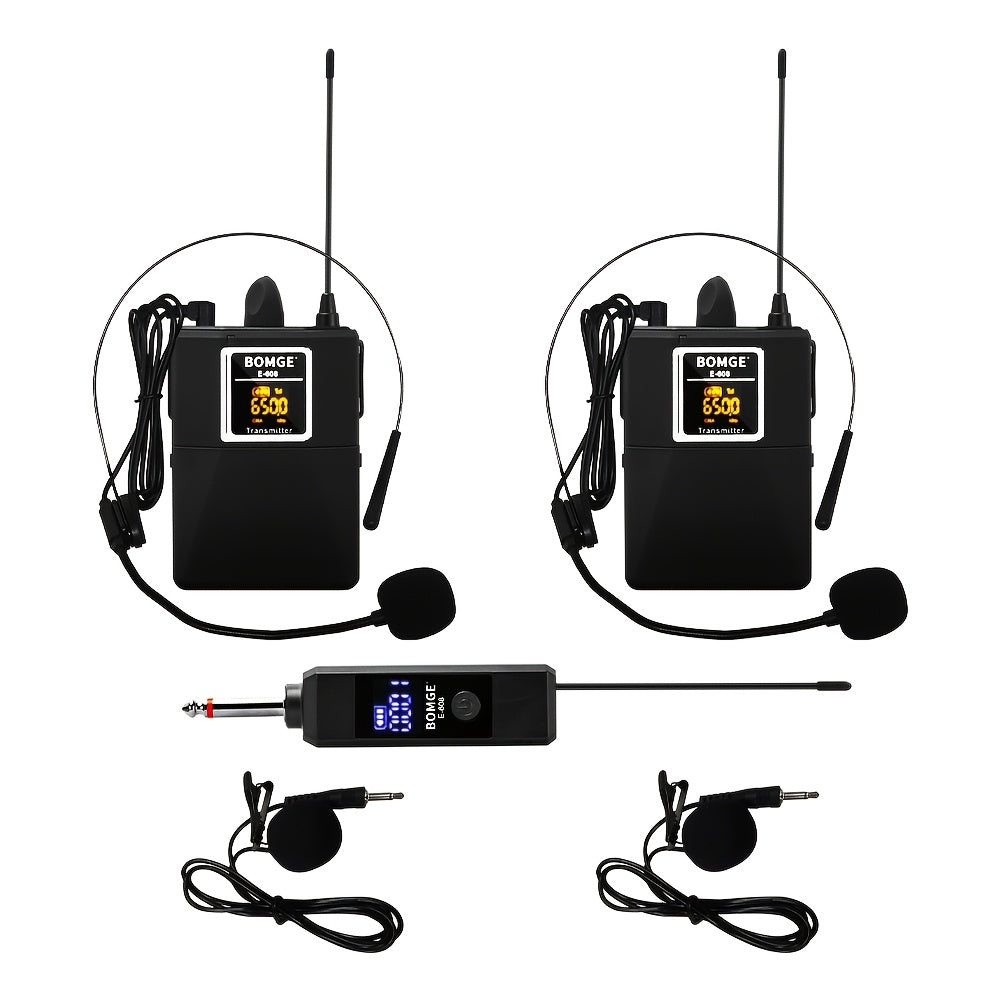 Sistema de micrófono inalámbrico profesional con auriculares portátiles, con transmisor y receptor, ideal para karaoke, reuniones, enseñanza, grabación, iglesia, mezclador de audio y interfaz.