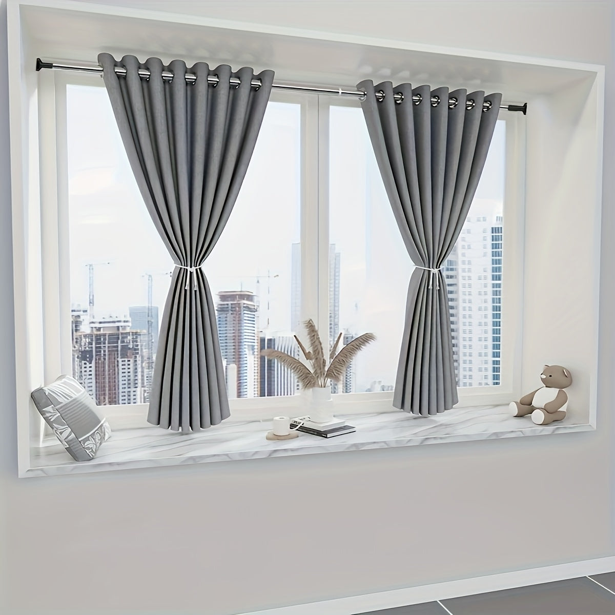 Barra para cortinas ajustable de 1 pieza, resistente y extensible sin taladrar, para ducha, clóset, ventana o toallero, accesorio para el hogar de metal y plástico