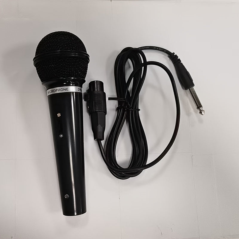Micrófono de transmisión portátil de 6.35 mm con tarjeta de sonido (sin batería incluida) - Diseño realista y resistente en ABS para transmisiones, grabación y podcasting, equipo para grabar podcasts | Micrófono negro elegante | Función de tarjeta de son