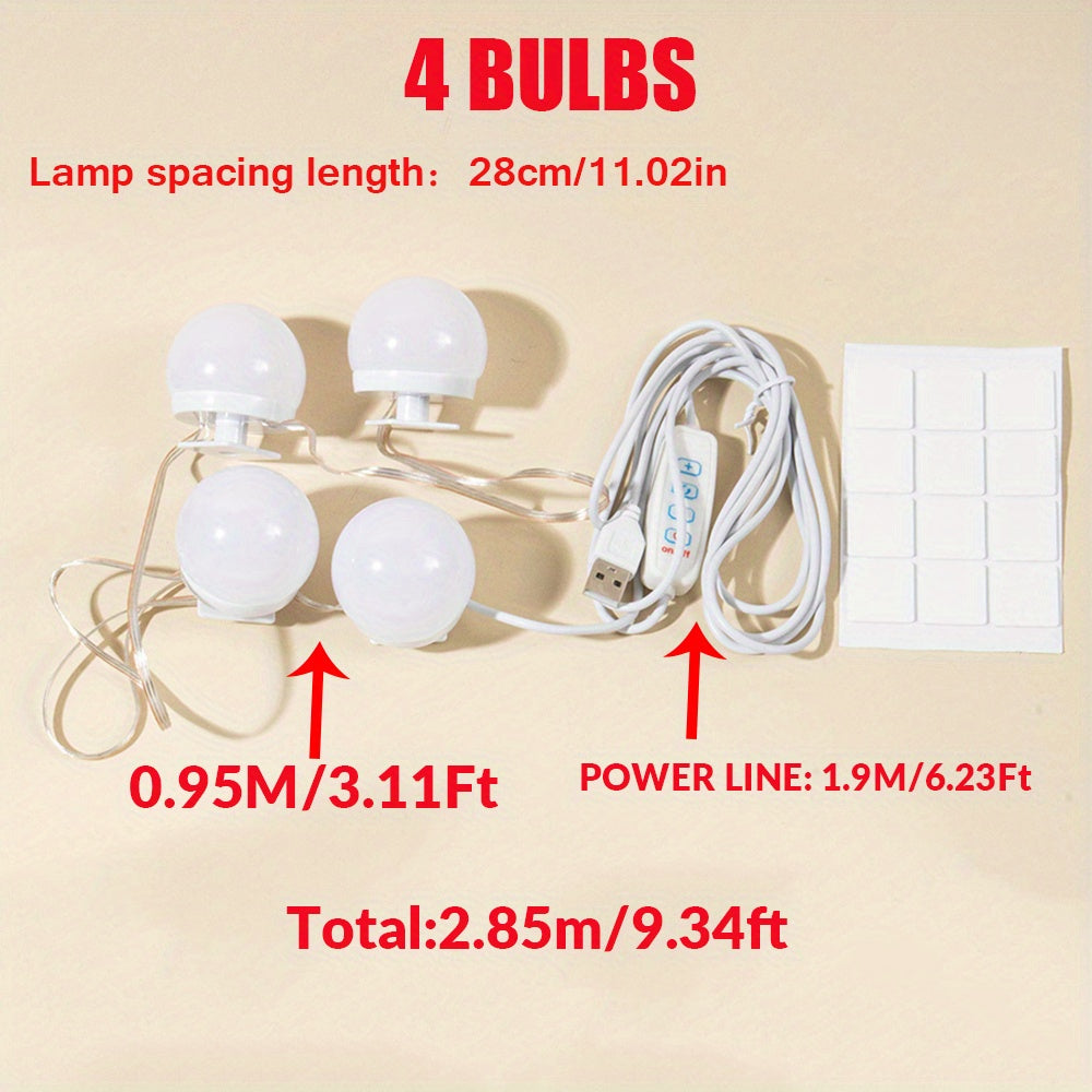 1 pieza Luz de Maquillaje Delantera Regulable en Tres Colores con 4/6/8/10/12/14 Luces, Modelo USB para Espejo de Maquillaje, Luz Rellena de Espejo, Lámpara de Belleza Ajustable en Brillo