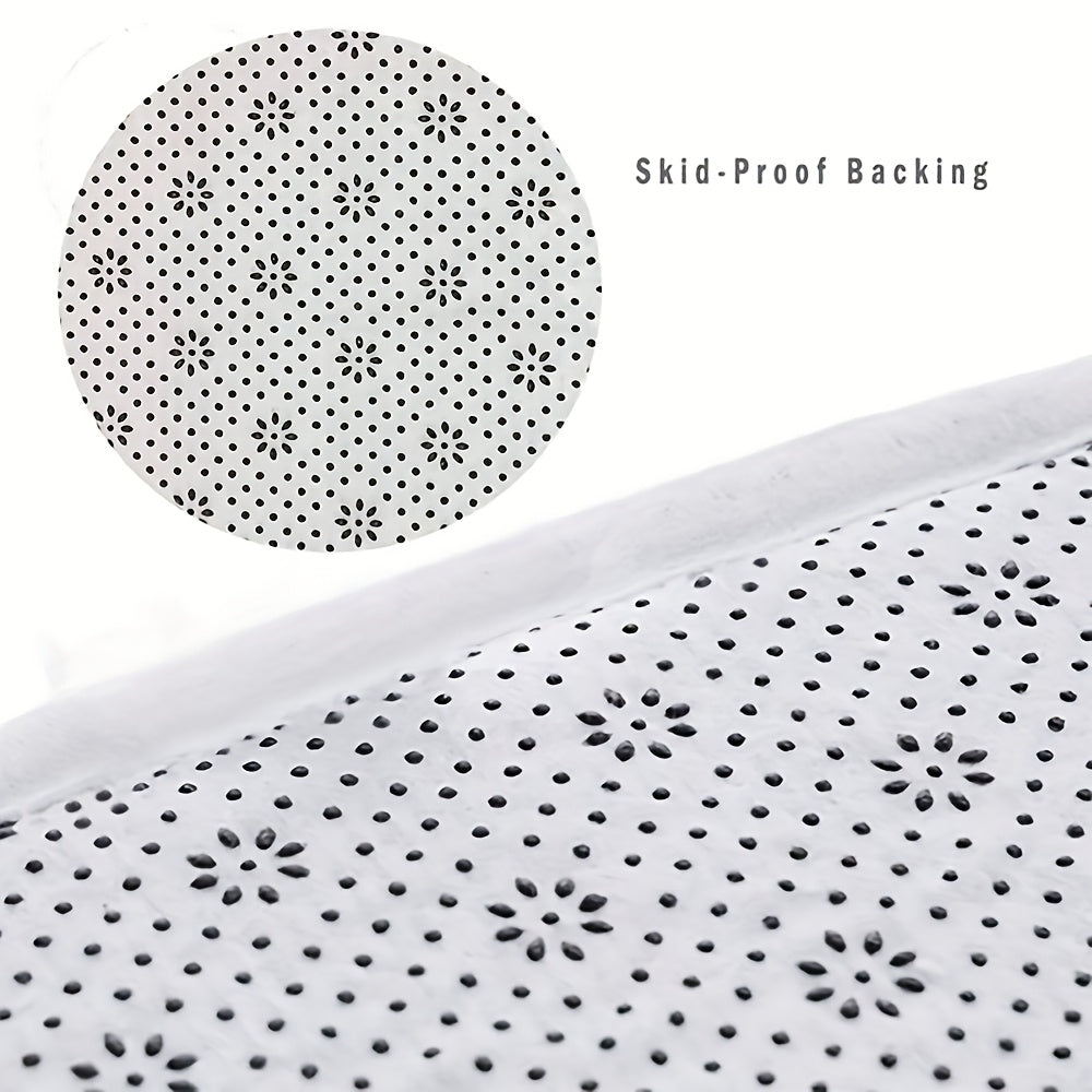 1 pieza, felpudo semicircular a rayas negras con base antideslizante de peluche, lavable a máquina, alfombra de poliéster para cocina, comedor, pasillo, baño o dormitorio, decoración del hogar, uso todo el año