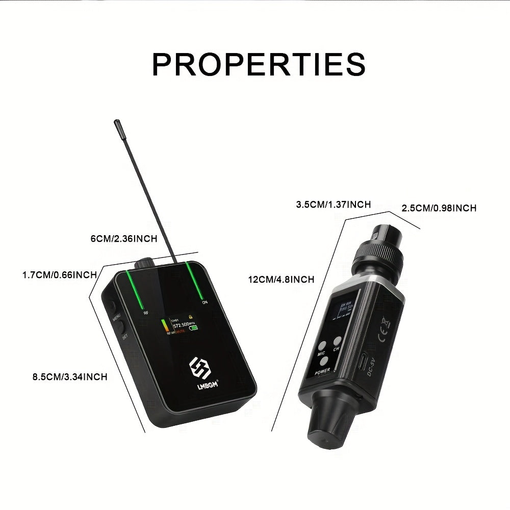 Monitores inalámbricos intraurales profesionales UHF LMBGM con carga USB, pantalla a color TFT, 16 frecuencias seleccionables, función de ganancia de audio, carga USB-C y conector XLTR para conciertos, estudios de grabación, presentaciones en vivo, activ