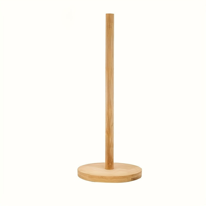 1 pieza, soporte de papel higiénico de bambú rústico - soporte redondo para encimera para cocina y baño, dispensador de madera estilo granja con instalación autoadhesiva, aspecto de madera natural, decoración y accesorios de baño