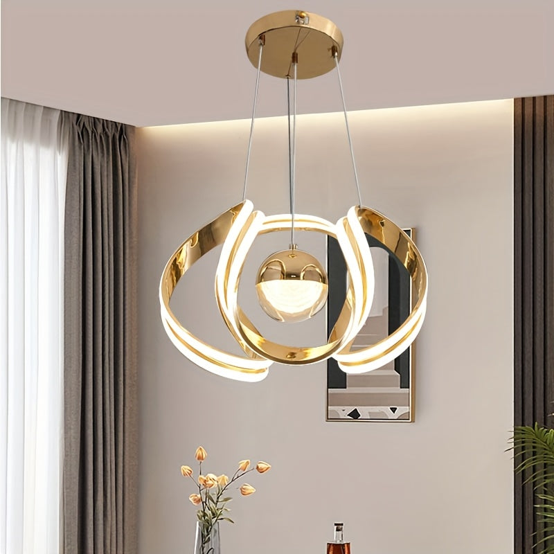 1 pieza de moderno candelabro LED con luz que cambia de color tri-color, acabado de metal pulido, montaje semi-inclinado, dirección de luz ascendente y descendente, hardware de instalación incluido, para bar, hotel, restaurante - opciones doradas/platead