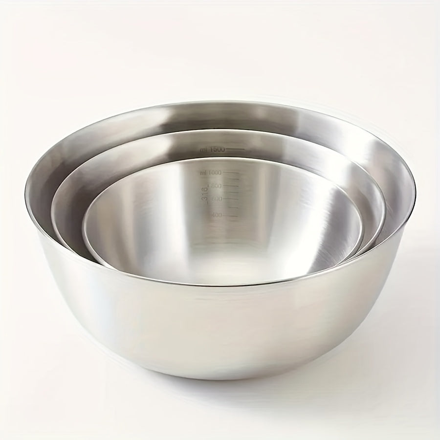 3 piezas, utensilios de cocina, accesorios para servir, tazones de acero inoxidable duraderos, cuencos para ensaladas, fáciles de preparar y guardar