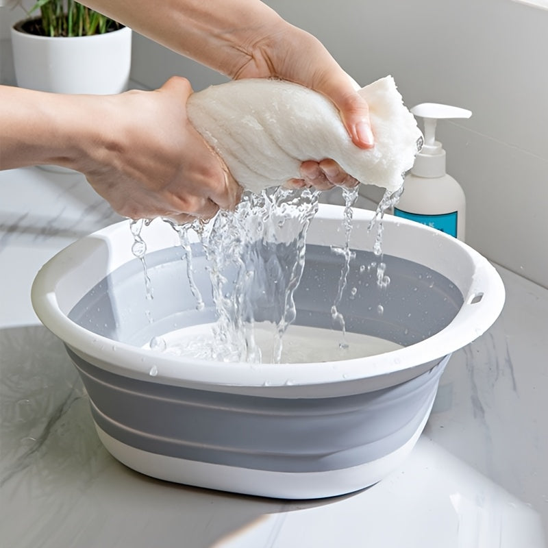 Balde de Lavandería Portátil Plegable - Cuello Resistente, Cubo Ahorrador de Espacio para Apartamentos, RV y Viajes - Sin Necesidad de Electricidad, Fácil Limpieza para Baño de Pie, Lavado Manual y Uñas - Ideal para Espacios Pequeños y Uso Móvil, Solució