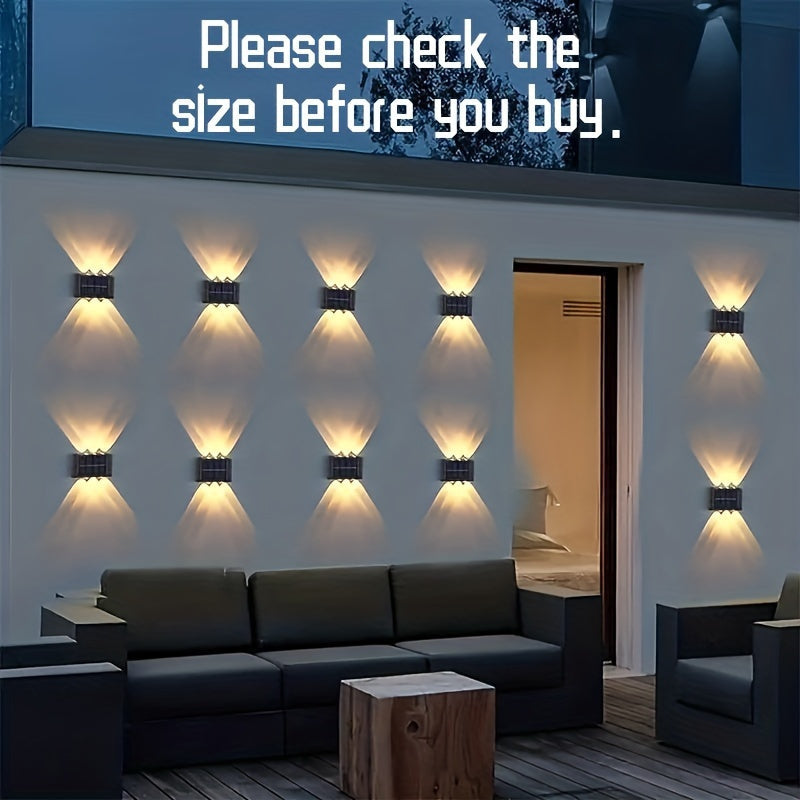 Luces de Pared Solares con 6 Cabezas y LED, Opciones de Luz Cálida/Fria, Sensor de Movimiento, Diseño Impermeable para Jardín, Calle, Paisaje, Boda, Decoración de Camping, Incluye Batería de Níquel, Instalación Fácil, ≤36V, Material Policarbonato, Decora