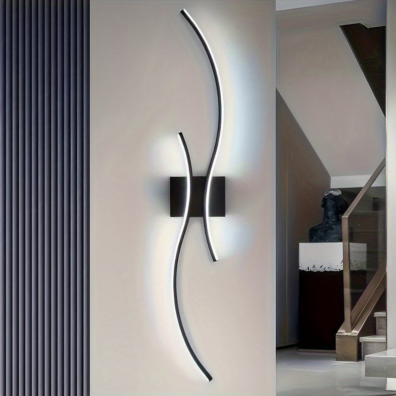 1 Lámpara de Pared LED con Diseño Moderno Ondulado - Iluminación Semiempotrada con Pantalla Metálica Desmontable, Ideal para Salas, Dormitorios, Pasillos, Escaleras, Decoración del Hogar, Hoteles, Centros Comerciales y Espacios Comerciales, Incluye Herra