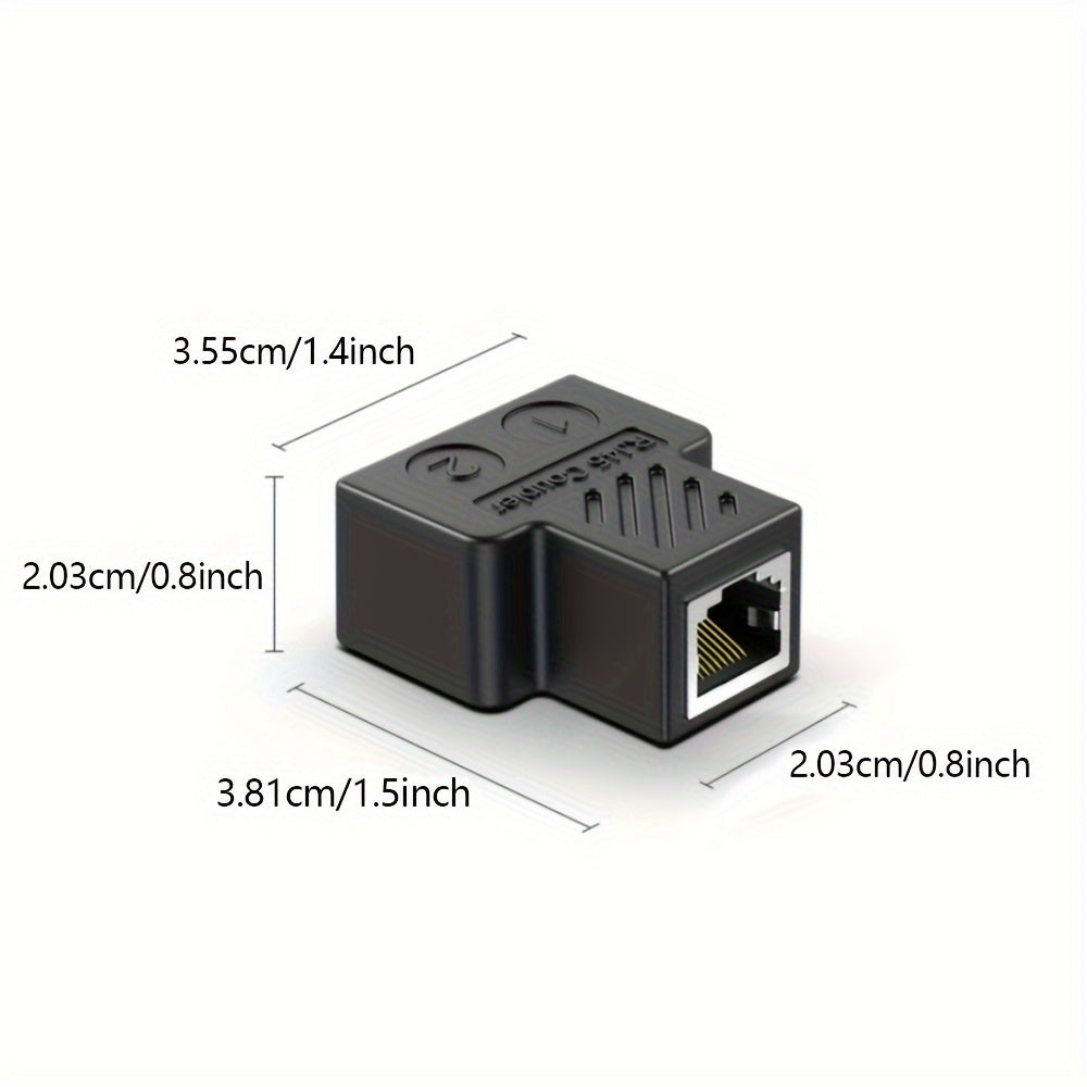Adaptador Divisor Ethernet TISHRIC de 2 piezas - Conector de Cable de Red LAN de 1 a 2 Vías, Hembra RJ45, Acabado Mate