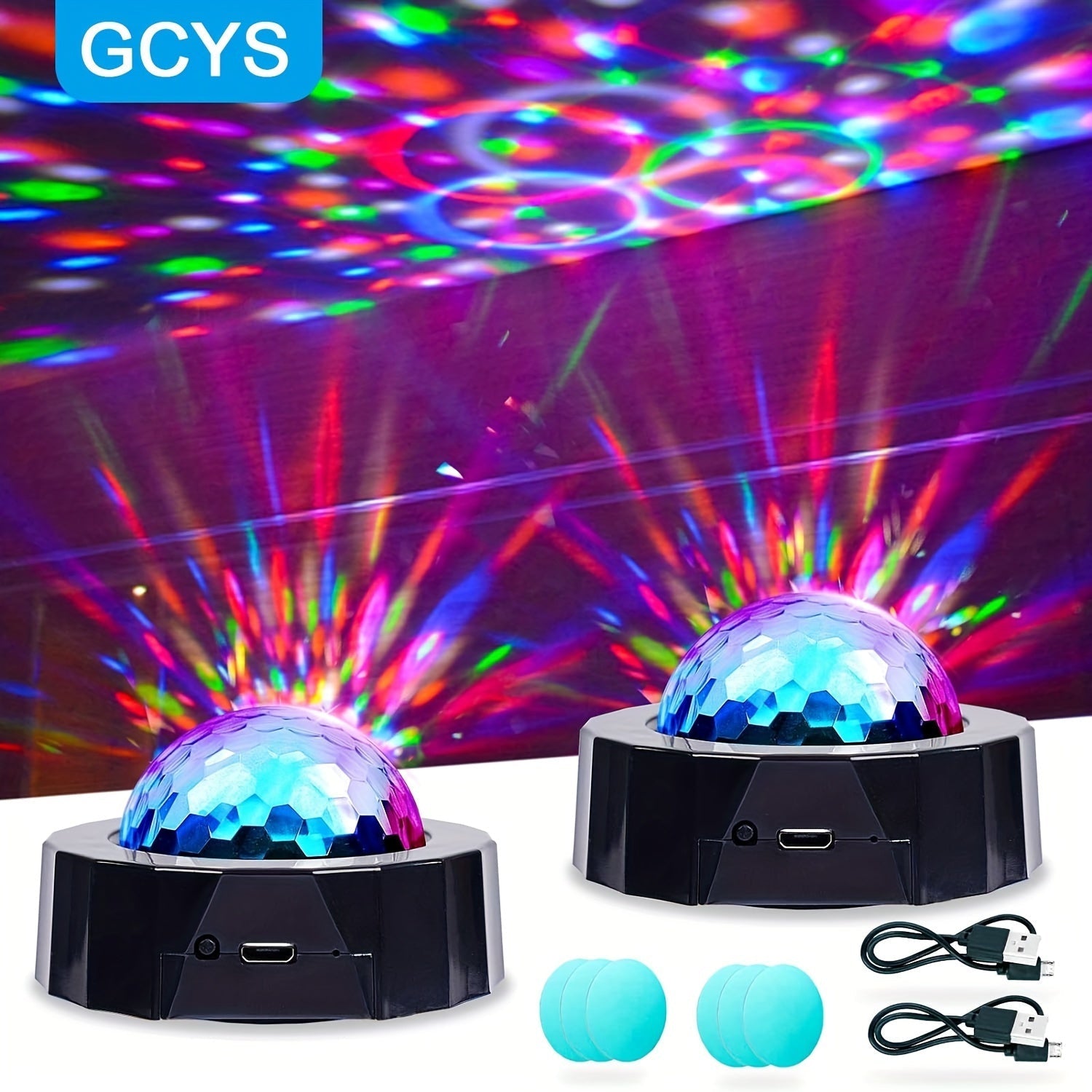 Mini bola de discoteca GCYS con iluminación LED de escenario con USB recargable, luces de fiesta portátiles multicolores para decoración, DJ, cumpleaños, bar, Navidad sin láser - Aspecto sin terminar, batería de polímero de litio