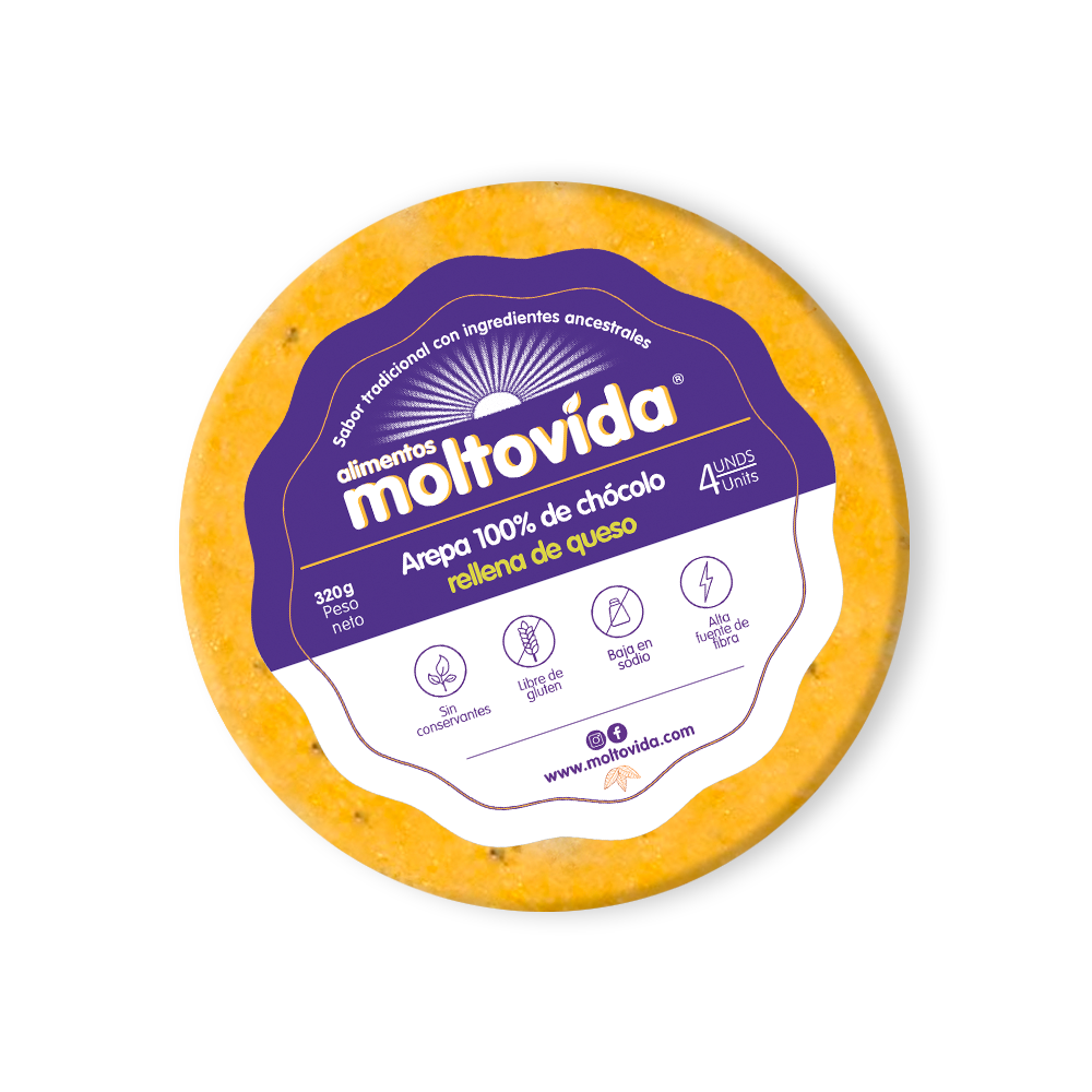AREPA DE CHOCOLLO RELLENA DE QUESO MOZARELA X 4 UNIDADES