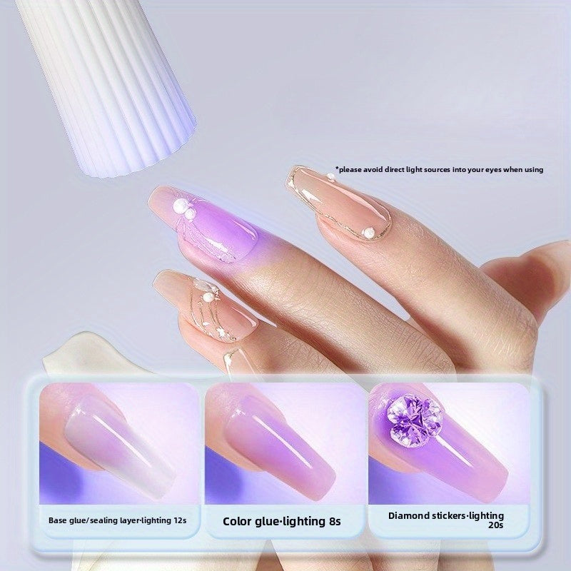 Secador de Uñas Portátil con Alimentación USB, Diseño Cilíndrico Compacto para Uñas de Manos y Pies con Estampado Blanco y Rosa, Accesorio Ideal para Manicura en Casa—Regalo Perfecto para Mujeres en 10 Ocasiones Especiales (Navidad, Halloween, Pascua, Dí