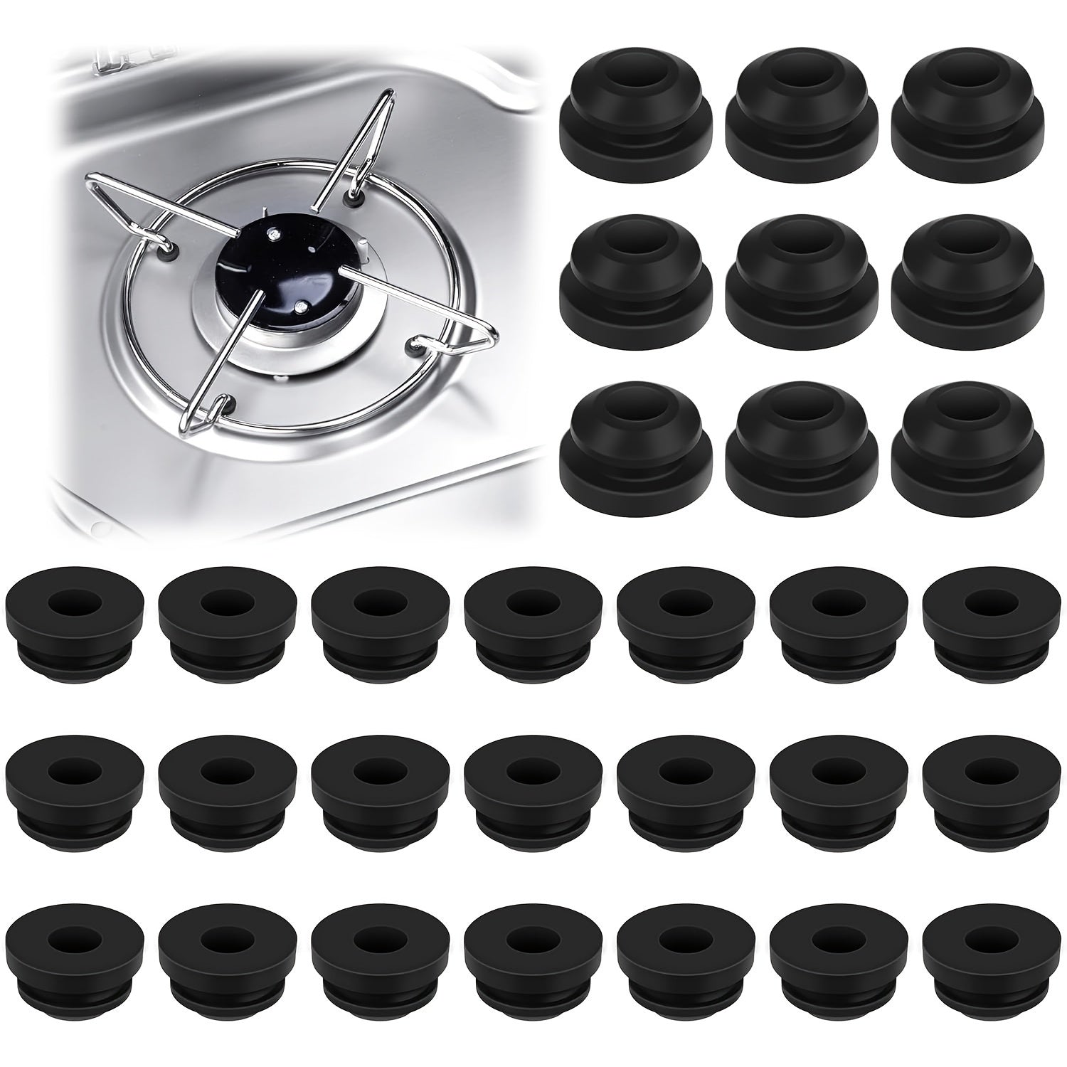 30 unidades de pies de silicona antióxido, compatibles con varillas de soporte de estufa Dometic, Smev, Thetford de 5 mm, accesorios para estufas de RV, contacto no alimentario, sin carga