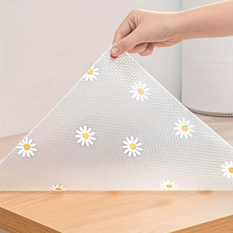 1 Rollo de forro impermeable de diseño de margarita - Fácil de limpiar, resistente al agua, aceite y deslizamiento, duradero y resistente al desgaste. Se puede cortar para ajustarlo, ideal para cocina, refrigerador, mesa y organización de cajones. Longit