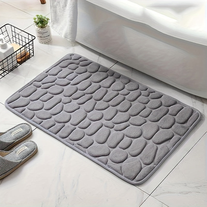 1pc Alfombra/1set Cinta para Alfombra con Relieve de Guijarros, Alfombra Suave y Cómoda, Alfombra de Espuma de Memoria - Absorbente Rápida y Lavable - Accesorios de Baño Antideslizantes/Alfombras Cinta de Doble Cara, Cinta para Alfombra Reutilizable y La