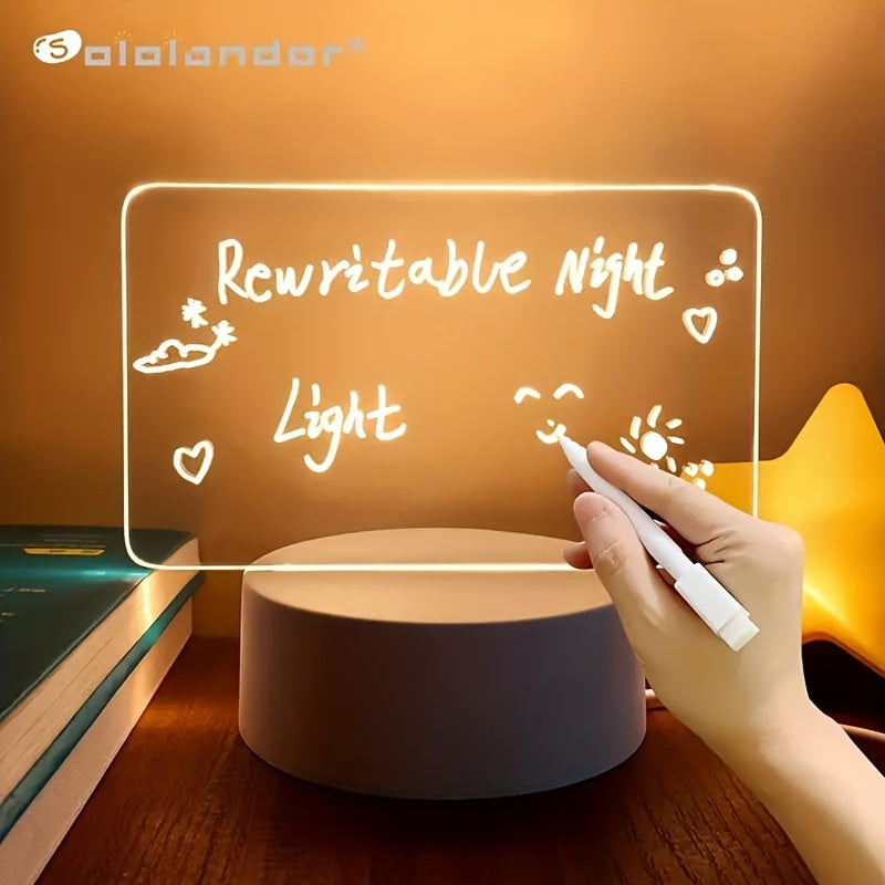Lámpara decorativa LED Solidolander con pizarra de mensajes, luz cálida, alimentación por USB, diseño moderno, incluye plumón, ideal para sala y dormitorio, regalo perfecto para novia, decoración ambiental, construcción de plástico