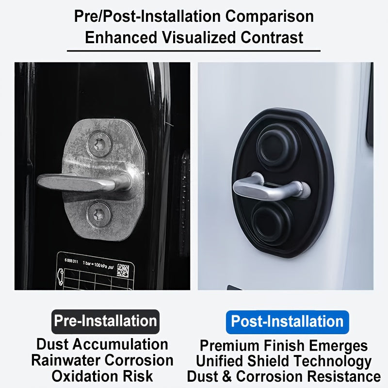 2 piezas/4 piezas de protector de cerradura de puerta de coche de silicona - Ajuste universal para la mayoría de los vehículos, absorción de impactos, platos de choque gruesos a prueba de óxido, reducción de ruido y protección completa