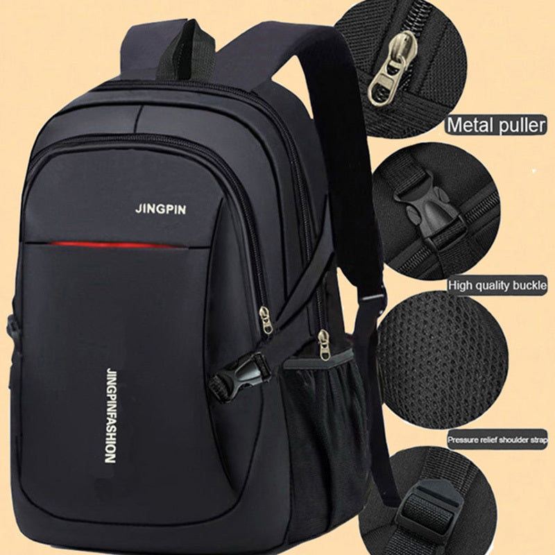Mochila unisex de nailon - Ligera, correas ajustables, múltiples compartimentos, base y parte superior reforzadas, cierre de cremallera, color negro, bolso casual de viaje y computadora para hombres y mujeres, mochila para viajar con cierre seguro