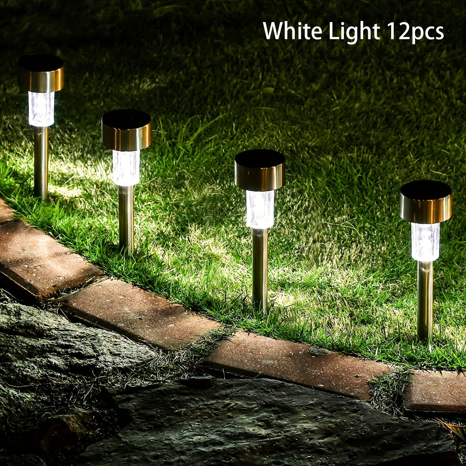 Luces Decorativas de Acero Inoxidable con Energía Solar, Juego de 6/7/8/9/11/12 Piezas para Iluminación de Jardín y Patio