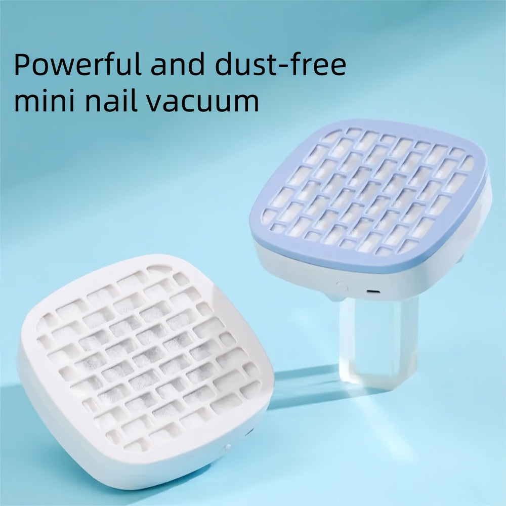 Aspiradora de Uñas con USB - Potente Succión, Compacta y Ligera con Filtro Lavable, Sin Batería Necesaria, Ideal para Hogar, Salón o Uso Personal (Azul/Blanco/Rosa) - Herramienta Perfecta para Arte en Uñas, Cepillo para Polvo de Uñas, Diseño Elegante, Ma
