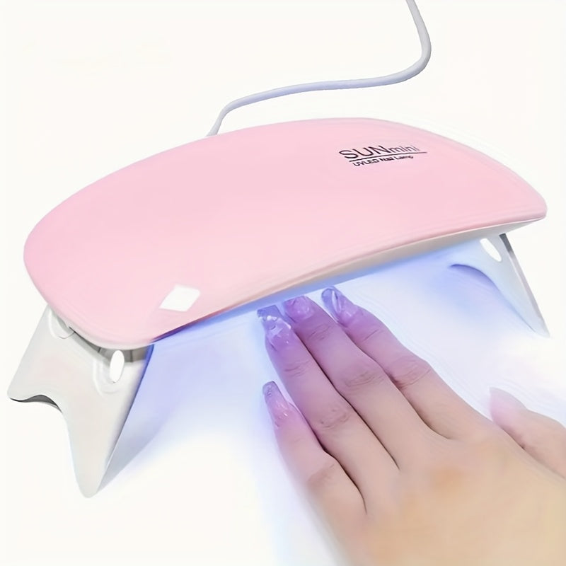 Linterna Portátil Mini para Uñas con 6 Bombillas LED - Rosa y Blanca, Alimentación USB, Diseño Plegable, Ideal para Gel y Secado - Regalo Perfecto para el Día del Padre, Día de la Madre, Halloween, Navidad