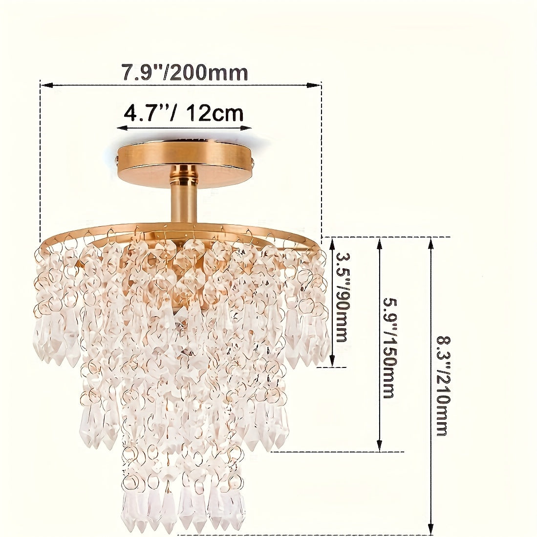 1 pieza de moderna elegante mini candelabro de cristal - Lujo moderno, luz de techo semi-inclinada, perfecta para fiestas de vacaciones, restaurantes, hoteles, dormitorios y salas de estar, estructura metálica, incluye hardware de instalación - Bombilla
