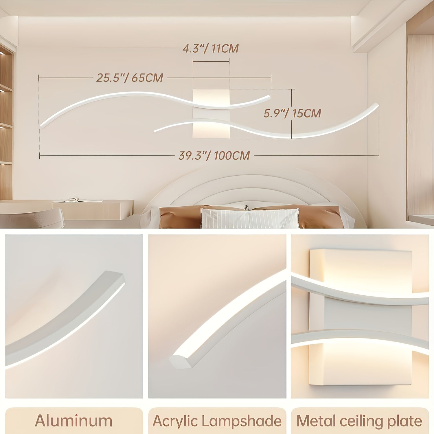 1 Lámpara de Pared LED con Diseño Moderno Ondulado - Iluminación Semiempotrada con Pantalla Metálica Desmontable, Ideal para Salas, Dormitorios, Pasillos, Escaleras, Decoración del Hogar, Hoteles, Centros Comerciales y Espacios Comerciales, Incluye Herra
