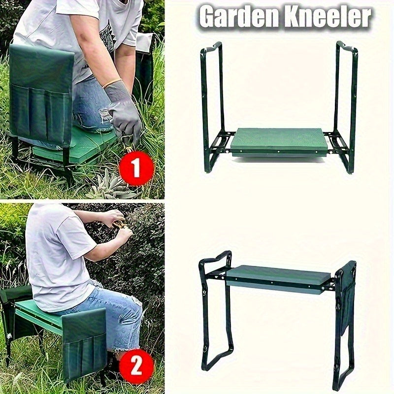Taburete de Jardinería Oxford Nuevo y Duradero con Bolsa para Herramientas - Organizador Portátil Multiusos para Cuidado del Jardín, Patio y Césped, Bolsa de Almacenamiento para Herramientas de Jardinería