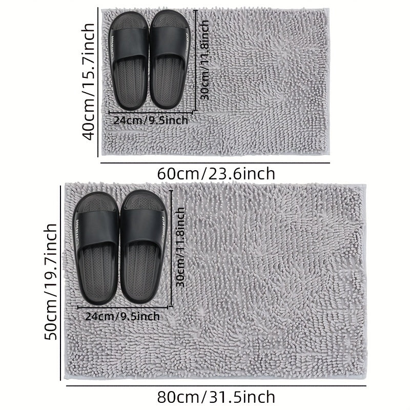 Alfombra de baño de felpa, 1 pieza - Antideslizante, lavable, de poliéster con respaldo de PVC, diseño rectangular para decoración de baño, dormitorio, sala de estar y entrada, alfombra de baño|alfombra decorativa|alfombra lavable a máquina