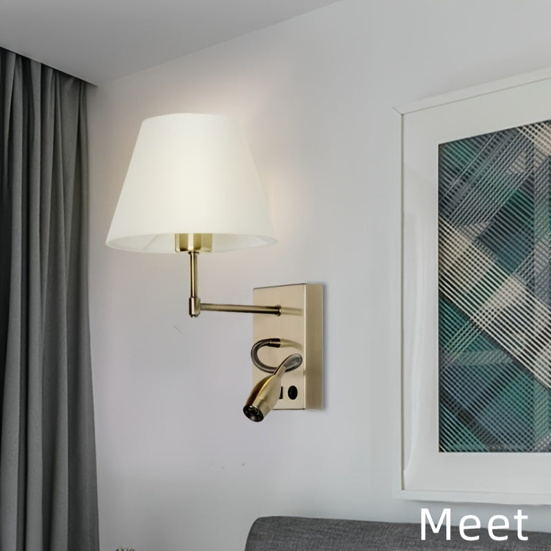 Linterna de Pared Minimalista Moderna con Pantalla de Tela para Mesita de Noche