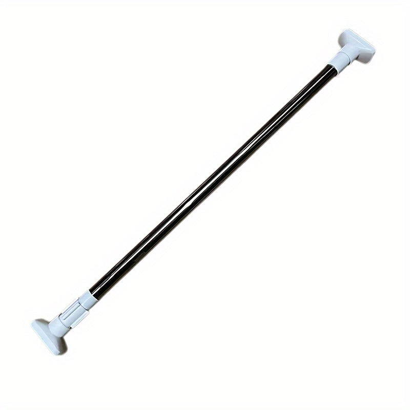1 pieza de percha ajustable sin taladro para cortinas de ducha y armarios - Construcción metálica duradera, fácil de instalar con diseño deslizante, ideal para almacenamiento de baño y dormitorio, percha de cortina de ducha