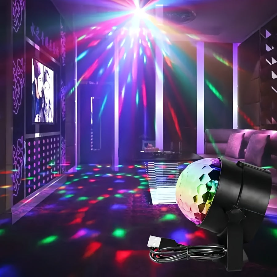 Lámpara LED USB de bola mágica, esfera disco de 7 colores, lámpara de proyección de cielo estrellado para ambiente navideño, resina ABS, color negro, uso decorativo, voltaje de 36V o menos, sin batería incluida