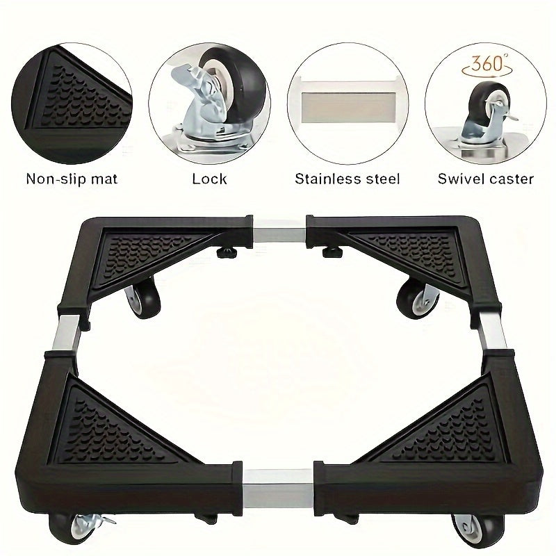 Carro móvil expansible de aleación con sistema de bloqueo de 4 ruedas y ajuste de altura - Estructura de acero resistente, capacidad de 272,16 kg, mango ergonómico para almacén, envío, gestión de inventario - Organizador de almacenamiento móvil, equipo d