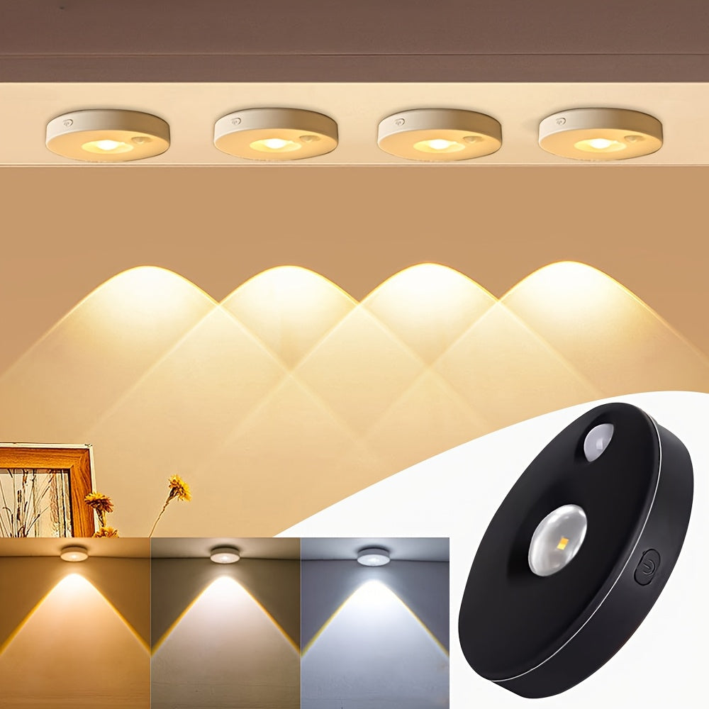 Lámpara de Ojo de Gato Recargable por USB, Luz Nocturna con Sensor de Movimiento, Lámpara de Pared Regulable de Tres Colores, Lámpara de Estudio con Batería de Gran Capacidad, Lámpara de Colina Adecuada para Dormitorio, Armario, Gabinete, Mesita de Noche