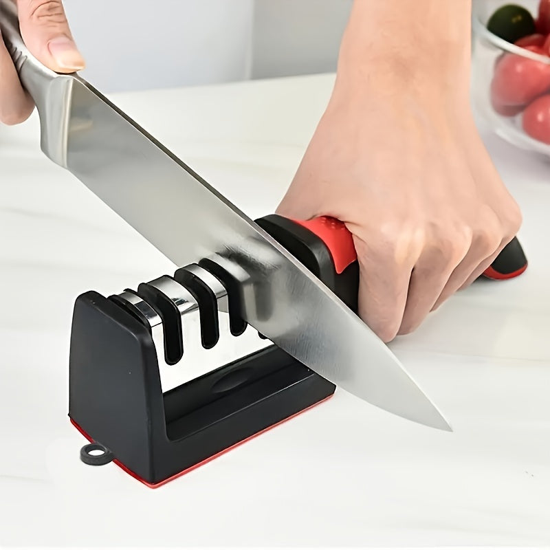 Afila cuchillos profesional de grado 4, altamente eficiente, hecho de acero tungsteno y cerámica, con piedra de afilado rápido y mango antideslizante, ideal para varios tipos de cuchillos y tijeras, suministros de cocina, artículos para el hogar en veran