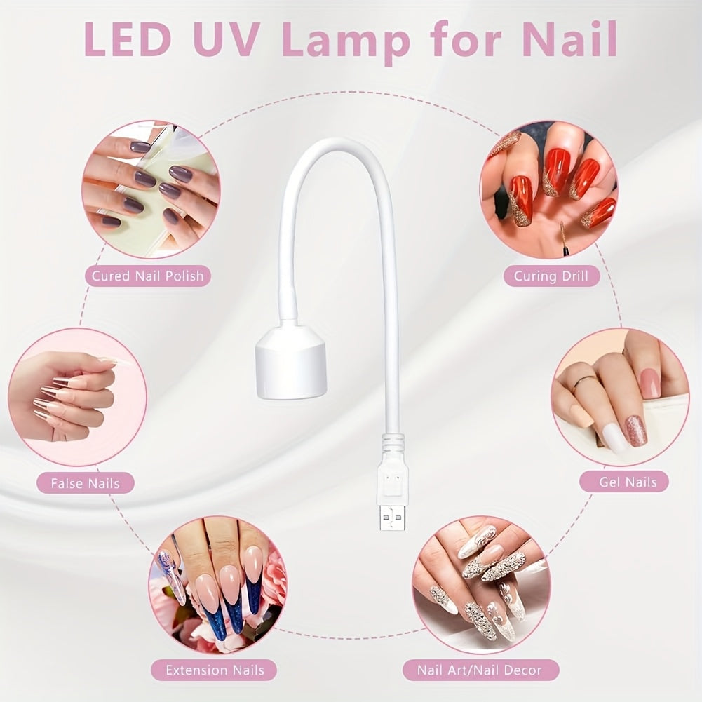 LISHUMEI 360° Lámpara de uñas de gel LED ajustable en forma de U - Lámpara de manicura de curado rápido con alimentación USB portátil con luz suave para salón y DIY, blanco, lámpara de uñas, equipo de salón, diseño elegante, plástico duradero