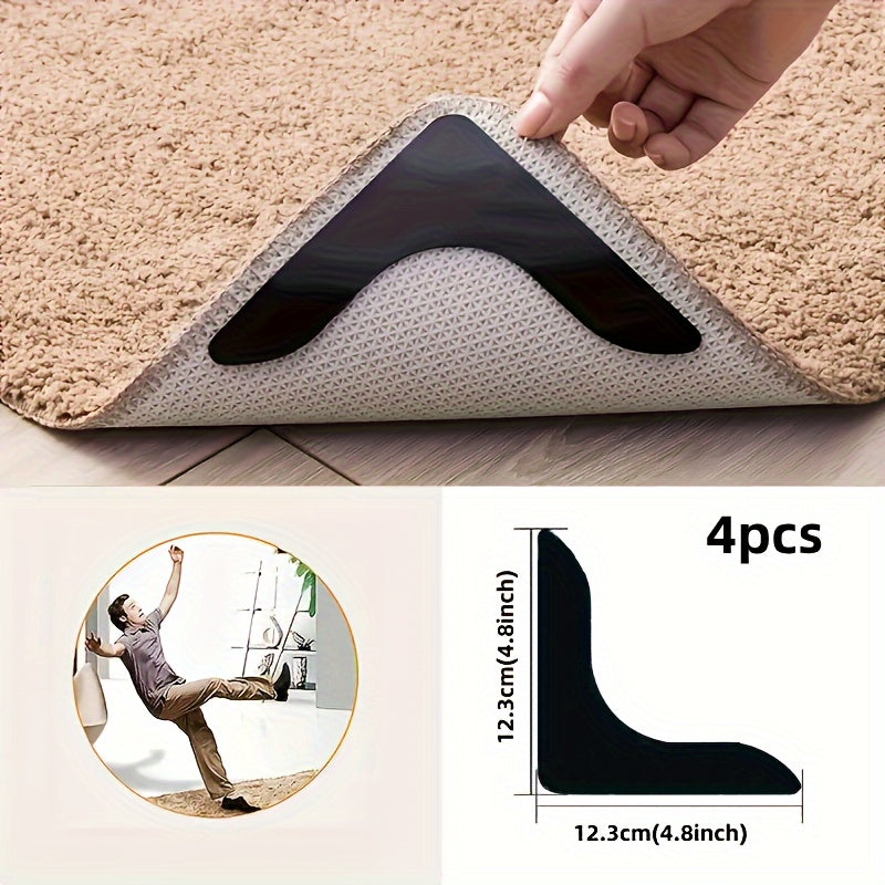 4pcs Sujeta Alfombras Premium Antideslizantes - Ideales para Salones, Comedores y Baños - Evita Resbalones en Azulejos y Madera